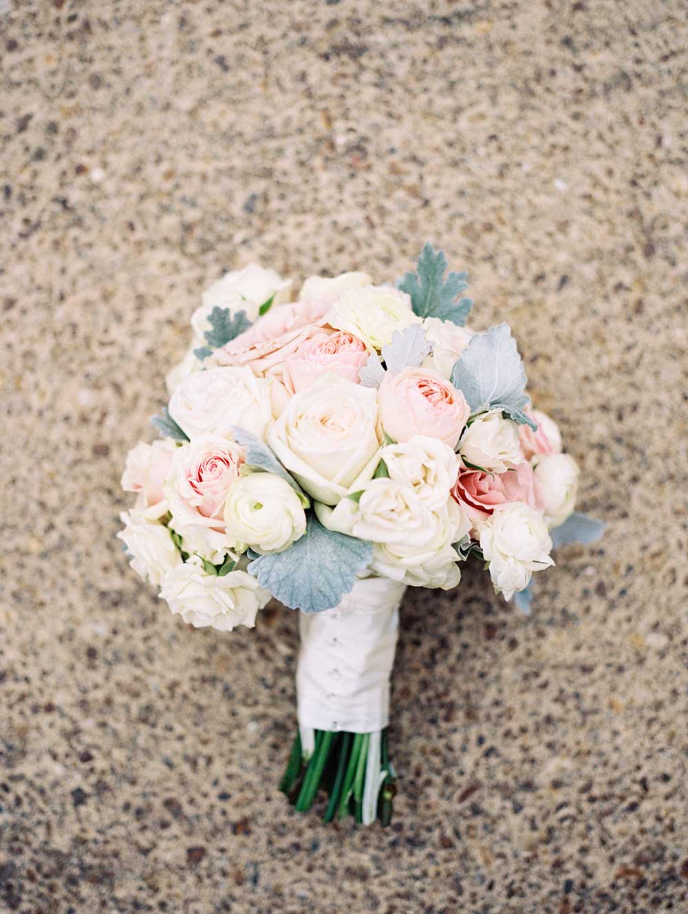 pink and grey roses with dusty miller bouquets Wedding Flowers vintage rose 