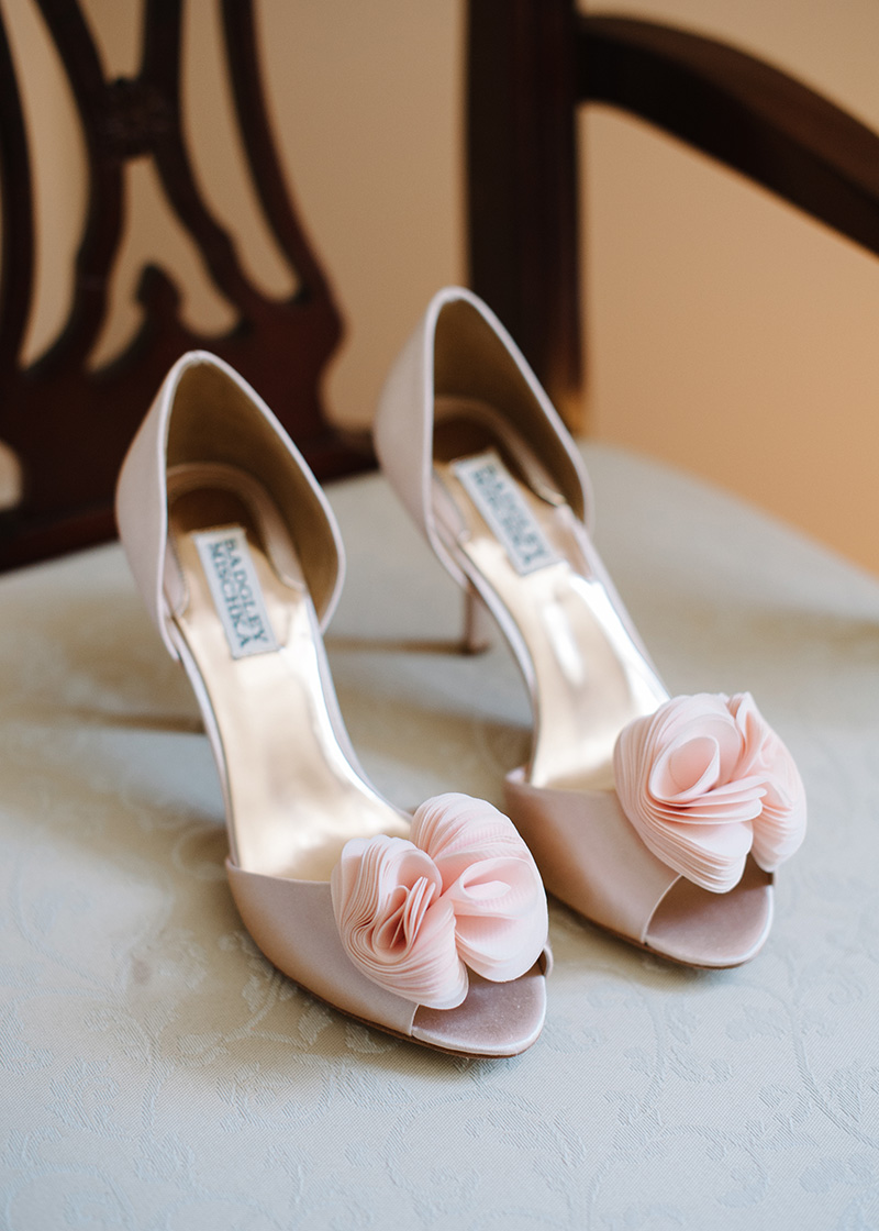 Blush Bridal Shoes with Rosettes