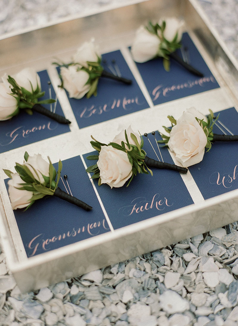 Calligraphed Boutonniere Tray