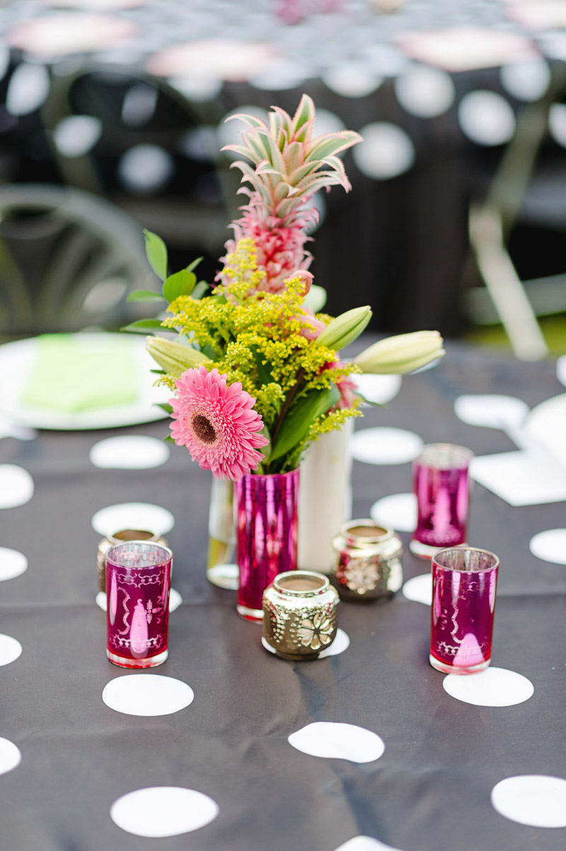 pink and green centerpieces