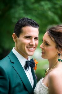 colorful wedding green tuxedo jacket bridal jewelry