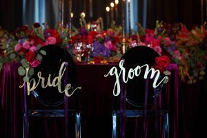 colorful weddings gold bride and groom chair decoration