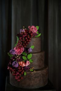 purple pink red plum flower grape detail wedding cake