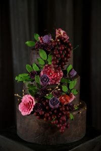 purple pink red plum flower grape detail wedding cake