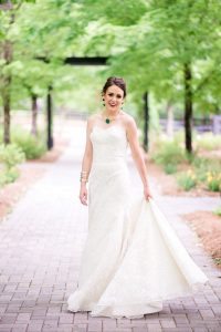 strapless lace wedding dress bold multicolored jewelry