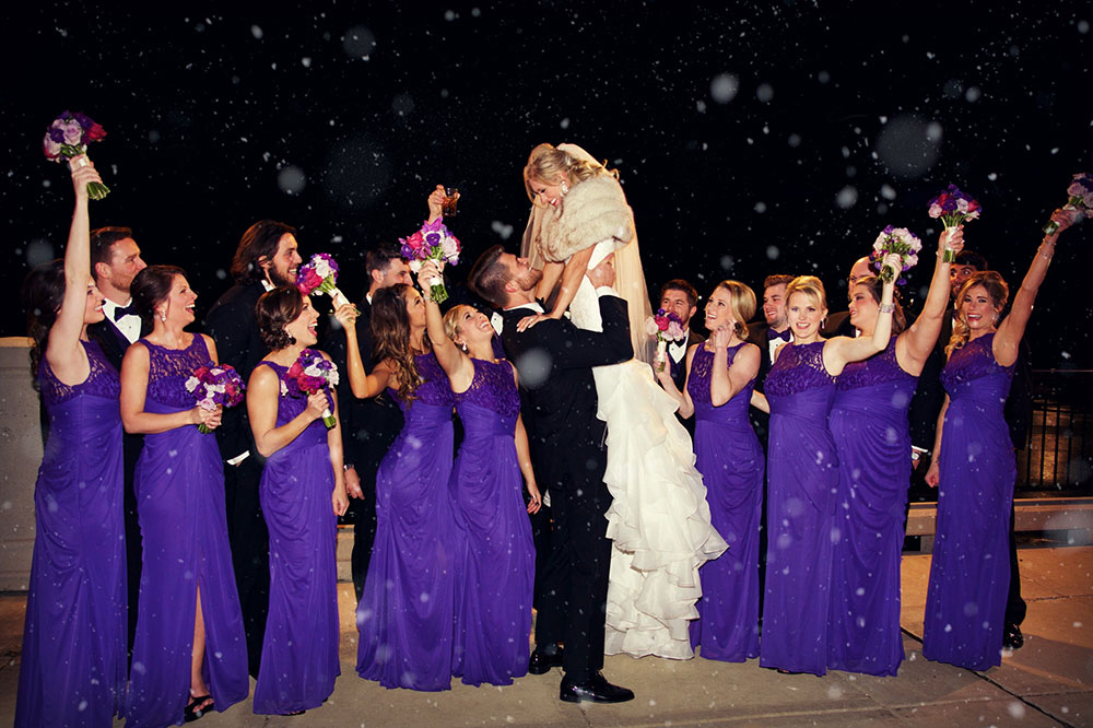Bridal party in purple