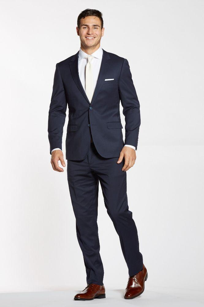 blue suit black shoes wedding