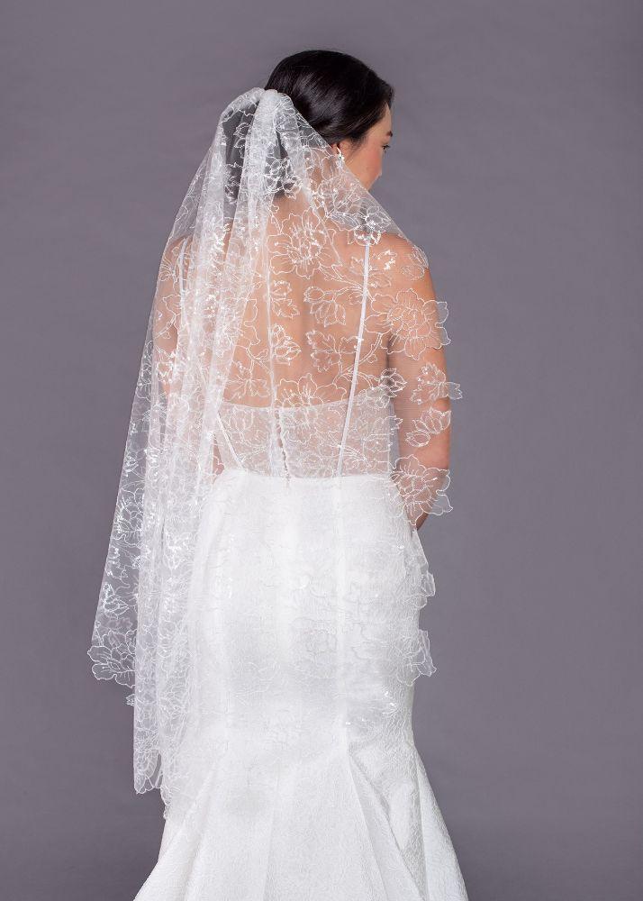 Light Blue Cathedral Veil Lace Evermore Cathedral Veil | Eden Luxe Bridal