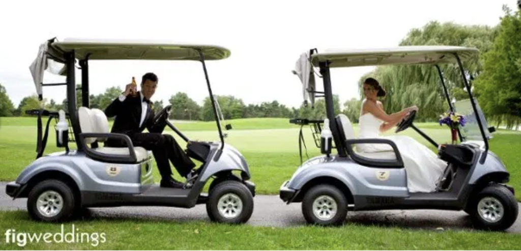 golf cart wedding