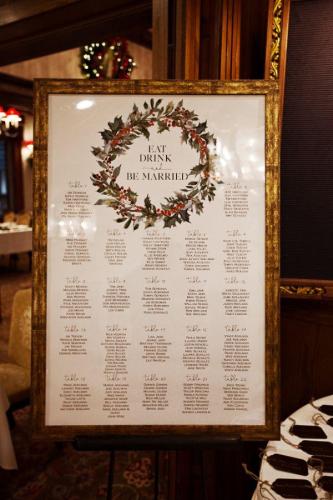 This ornate seating chart fit in perfectly at Meaghann & Travis' traditional and elegant wedding.